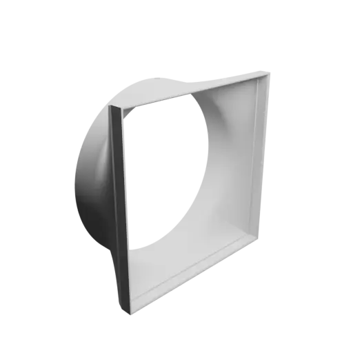 fichier STL Adaptateur de tube rond ⌀151 mm vers rectangulaire 150×150 mm, épaisseur 2 mm + décalage