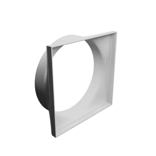 fichier STL Adaptateur de tube rond ⌀151 mm vers rectangulaire 150×150 mm, épaisseur 2 mm + décalage