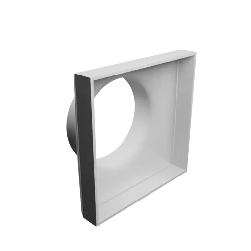 fichier STL Adaptateur de tube rond ⌀78 mm vers rectangulaire 104×104 mm, épaisseur 2 mm