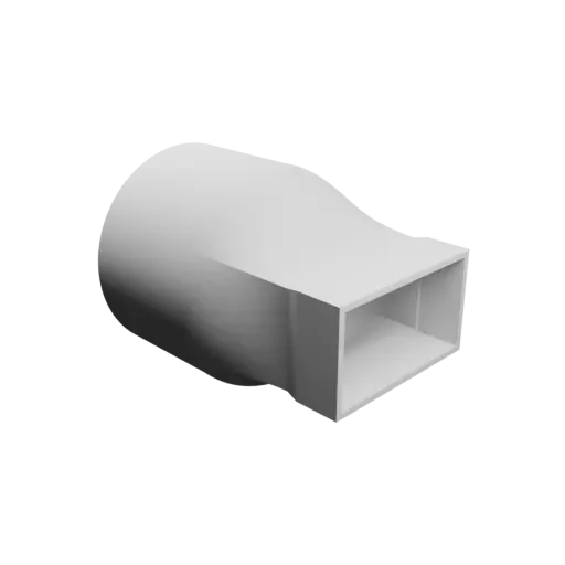 fichier STL Adaptateur de tube rond ⌀75 mm vers rectangulaire 55×30 mm, épaisseur 2 mm