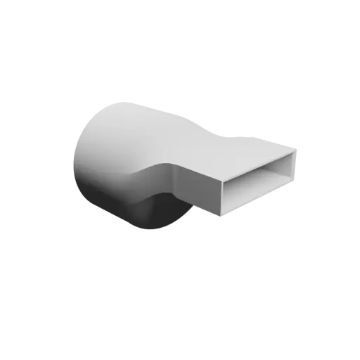 fichier 3D STL Adaptateur de tube rond ⌀75 mm vers rectangulaire 60×15 mm, épaisseur 2 mm + décalage