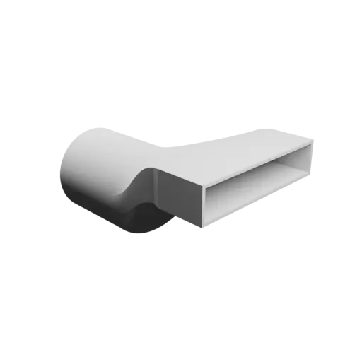 fichier 3D STL Adaptateur de tube rond ⌀90 mm vers rectangulaire 150×30 mm, épaisseur 3 mm + décalage