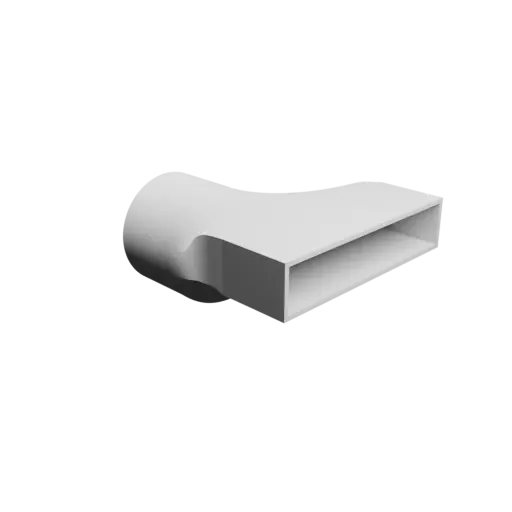 fichier 3D STL Adaptateur de tube rond ⌀90 mm vers rectangulaire 150×30 mm, épaisseur 3 mm + décalage