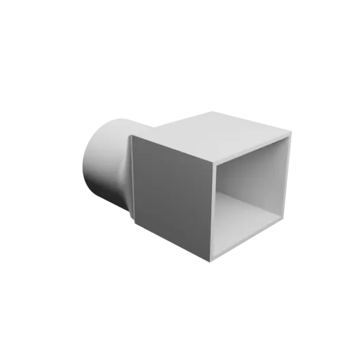 fichier STL Adaptateur de tube rond ⌀49.1 mm vers rectangulaire 53×43 mm, épaisseur 2 mm + décalage