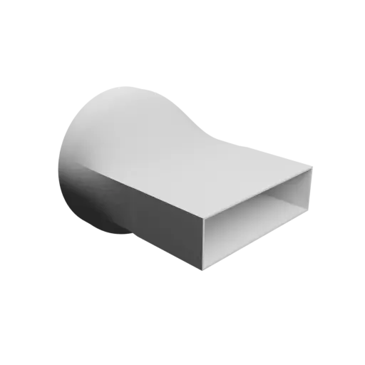 Round-to-Rectangular Tube Adapter STL 3D file ⌀203 mm to 190×55 mm, thickness 2 mm