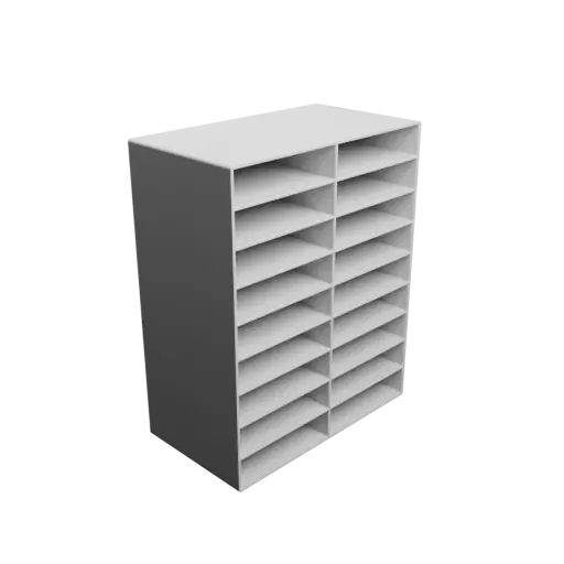 Small parts organizer with 18 drawers 75×18×85 mm STL 3D file, thickness: 2 mm