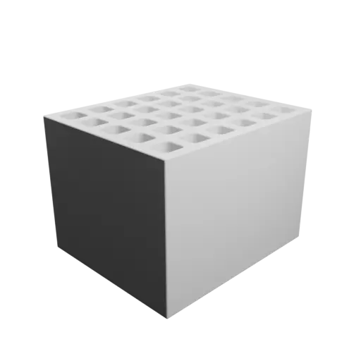 Multi-compartment box STL 3D file: 30 compartments of 13×13×80 mm