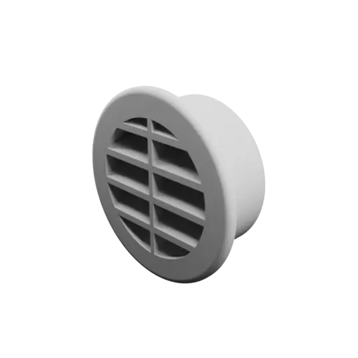 Round air vent STL file ∅ 52 mm, slat angle: 30° with central reinforcement