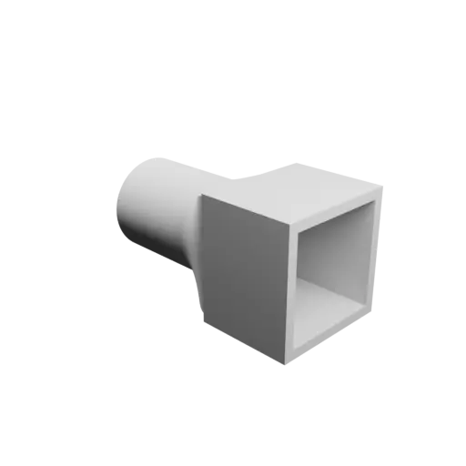fichier 3D STL Adaptateur de tube rond ⌀40 mm vers rectangulaire 43×43 mm, épaisseur 4 mm