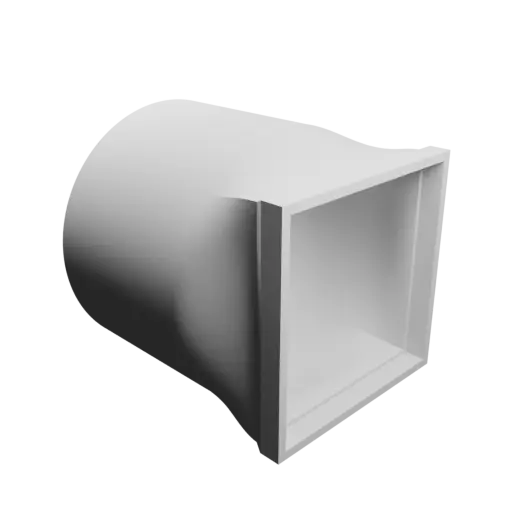 fichier STL Adaptateur de tube rond ⌀64 mm vers rectangulaire 48.6×49 mm, épaisseur 2 mm