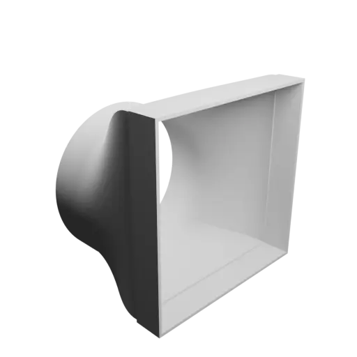 fichier 3D STL Adaptateur de tube rond ⌀110 mm vers rectangulaire 127×127 mm, épaisseur 2 mm + décalage