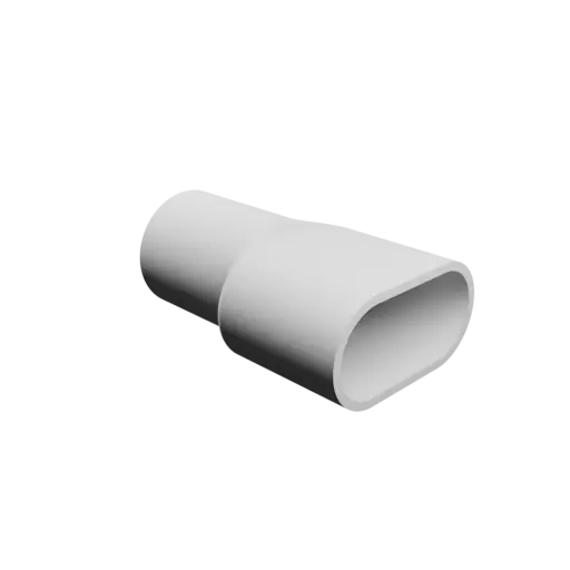 Oval duct transition adapter STL 3D file 66x65.9 mm to 107x51.5 mm – transition: 20 mm