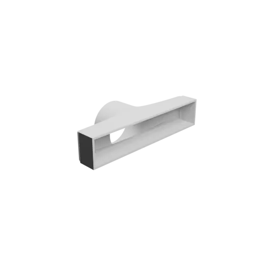 fichier STL Adaptateur de tube rond ⌀104.7 mm vers rectangulaire 299×55 mm, épaisseur 4 mm + décalage