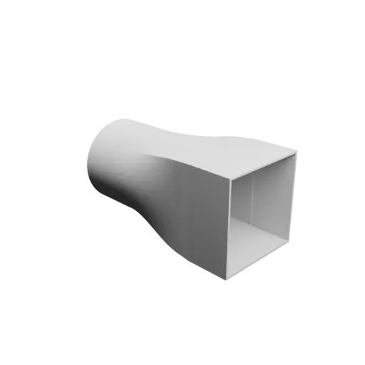 fichier 3D STL Adaptateur de tube rond ⌀100 mm vers rectangulaire 100×100 mm, épaisseur 2 mm
