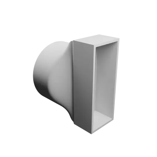 Round-to-Rectangular Tube Adapter STL file ⌀150 mm to 70×189 mm, thickness 5 mm + offset