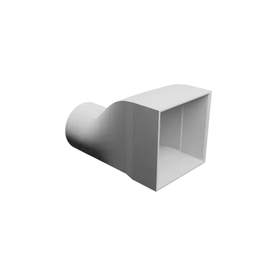 fichier 3D STL Adaptateur de tube rond ⌀100 mm vers rectangulaire 120×120 mm, épaisseur 5 mm + décalage