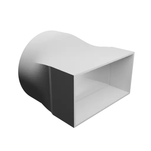 fichier 3D STL Adaptateur de tube rond ⌀150 mm vers rectangulaire 150×80 mm, épaisseur 3 mm + décalage