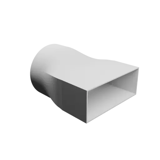 fichier STL Adaptateur de tube rond ⌀200 mm vers rectangulaire 244×94 mm, épaisseur 3 mm + décalage