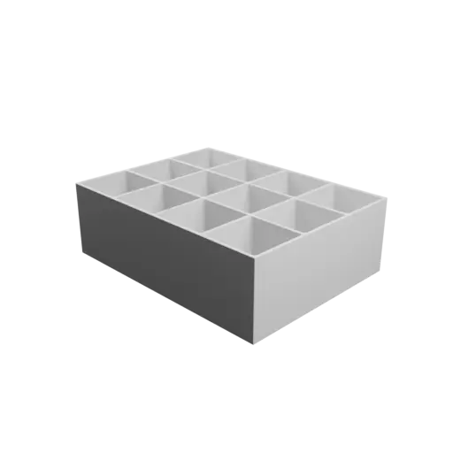 Multi-compartment box STL file: 12 compartments of 62×62×80 mm