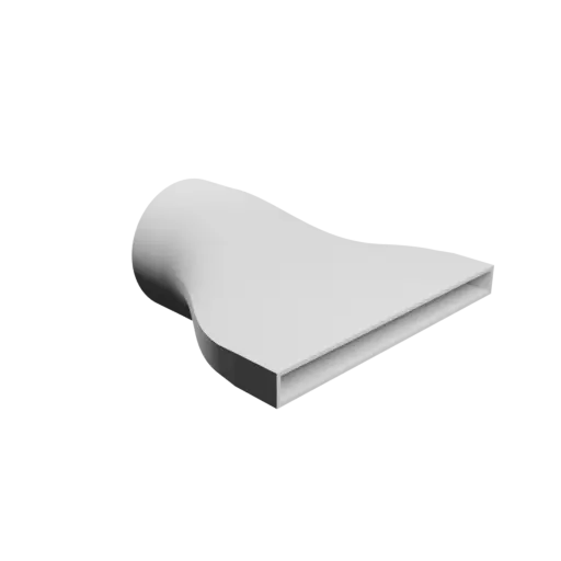 Round-to-Rectangular Tube Adapter STL 3D file ⌀125 mm to 250×20 mm, thickness 3 mm
