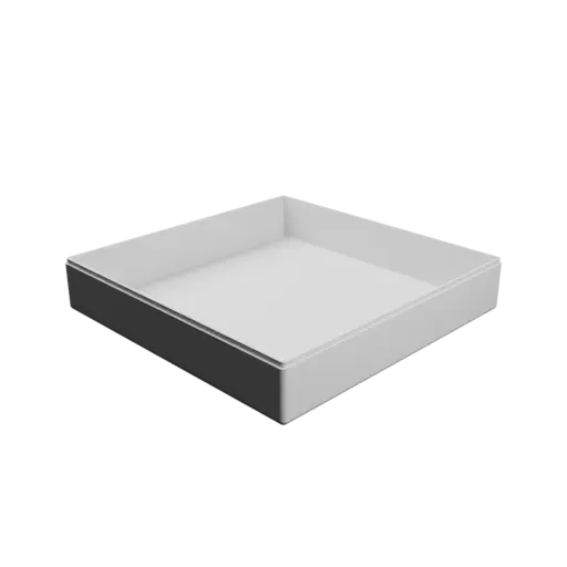 square-base box with lid STL 3D model – 250×250×50 mm, wall thickness 3 mm