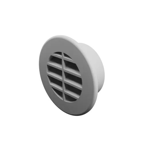 Round air vent STL file ∅ 50 mm, slat angle: 35° with central reinforcement