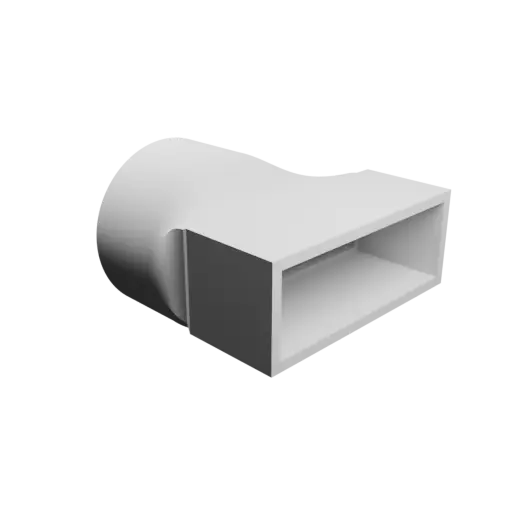 Round-to-Rectangular Tube Adapter STL file ⌀39 mm to 46×16 mm, thickness 2 mm + offset