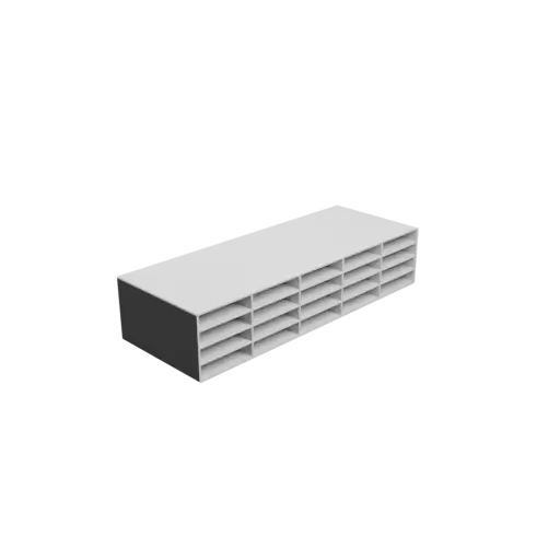 Small parts organizer with 20 drawers 50×10×100 mm STL 3D file, thickness: 2 mm