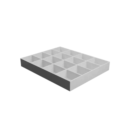Multi-compartment box STL 3D file: 16 compartments of 50×40×25 mm