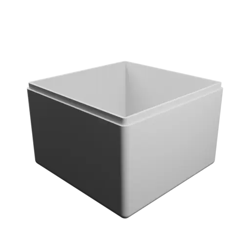 square-base box with lid STL 3D file – 100×100×70 mm, wall thickness 3 mm