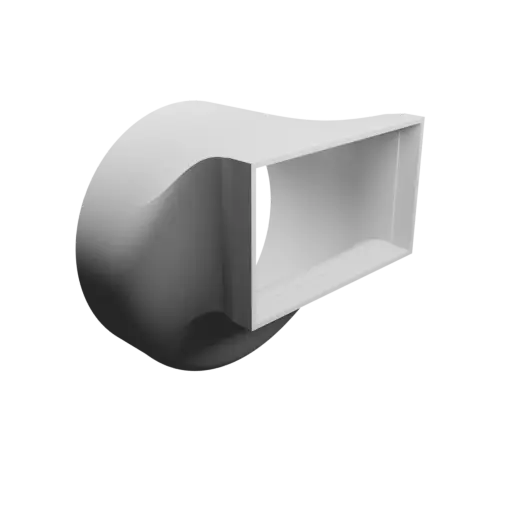 Round-to-Rectangular Tube Adapter STL file ⌀125 mm to 98×58 mm, thickness 2 mm + offset