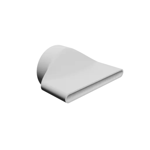 Oval duct transition fitting STL file 150x149 mm to 250x20 mm – transition: 40 mm