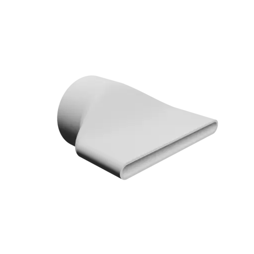 Oval hose adapter STL file 145x144 mm to 250x20 mm – transition: 60 mm