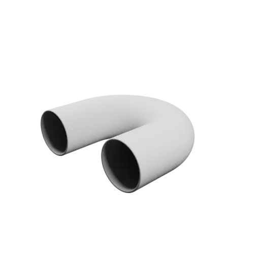 Tubing elbow STL 3D file 180° ⌀OD: 82 mm ⌀ID: 75.5 mm thickness: 3.25 mm