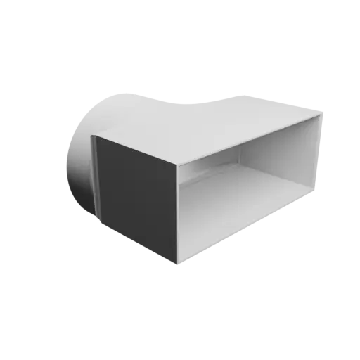 Round-to-Rectangular Tube Adapter STL file ⌀150 mm to 200×80 mm, thickness 3 mm + offset