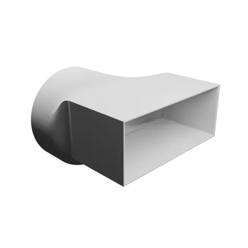 Round-to-Rectangular Tube Adapter STL 3D file ⌀156 mm to 200×80 mm, thickness 3 mm + offset