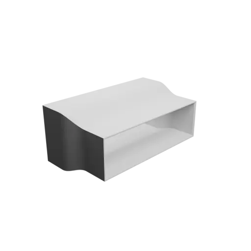 Rectangular tube adapter STL 3D file 220x90 mm to 205x60 mm – transition: 50 mm
