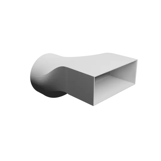 Round-to-Rectangular Tube Adapter STL file ⌀156 mm to 200×80 mm, thickness 3 mm + offset