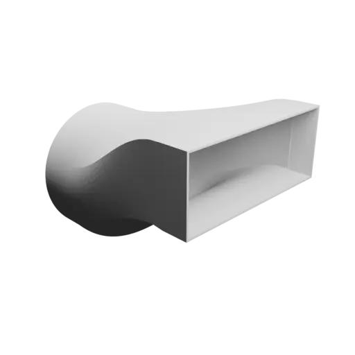 Round-to-Rectangular Tube Adapter STL 3D file ⌀156 mm to 200×80 mm, thickness 2 mm + offset