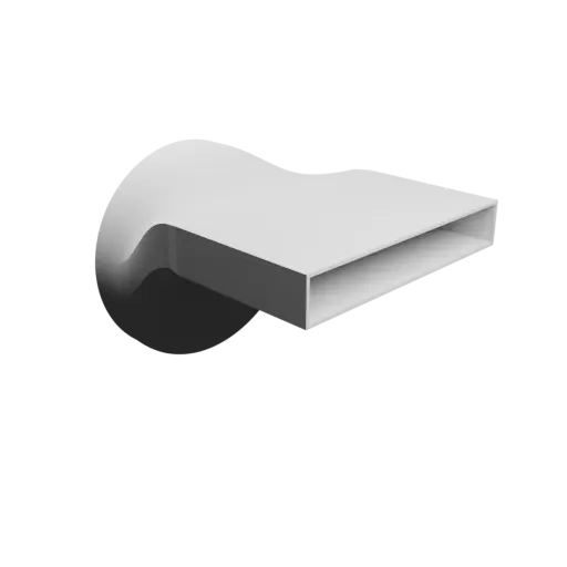 Round-to-Rectangular Tube Adapter STL 3D file ⌀155 mm to 165×25 mm, thickness 2 mm + offset