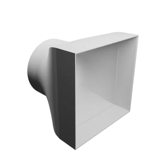 Round-to-Rectangular Tube Adapter STL 3D file ⌀156 mm to 200×200 mm, thickness 3 mm