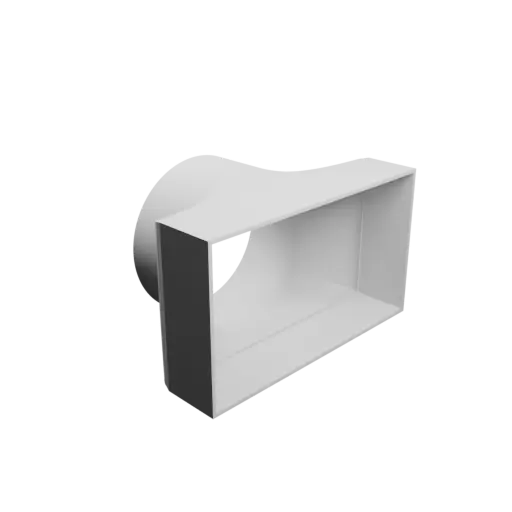 Round-to-Rectangular Tube Adapter STL 3D file ⌀145 mm to 230×130 mm, thickness 3 mm