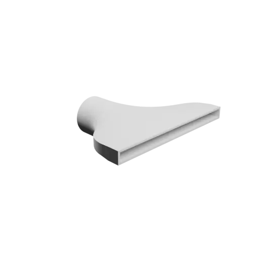 Round-to-Rectangular Tube Adapter STL file ⌀72 mm to 235×15 mm, thickness 3 mm + offset