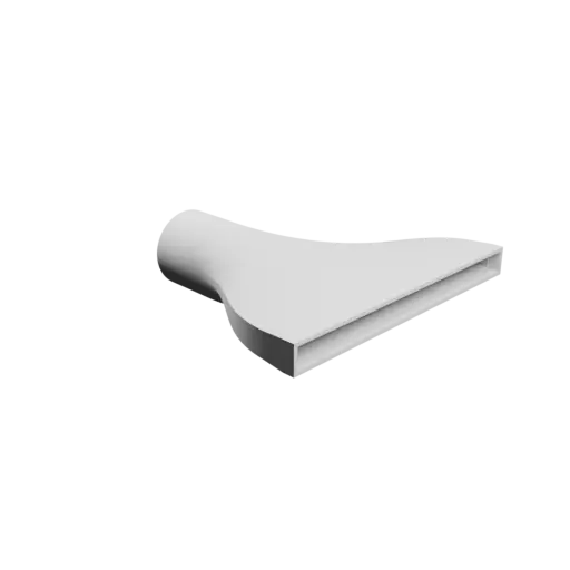 Round-to-Rectangular Tube Adapter STL 3D file ⌀72 mm to 238×18 mm, thickness 3 mm + offset