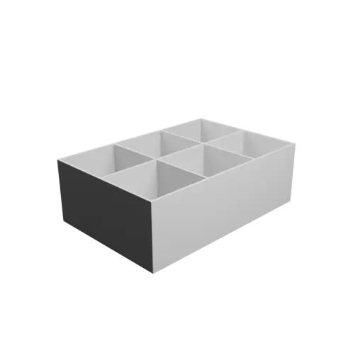 Multi-compartment box STL file: 6 compartments of 100×100×100 mm