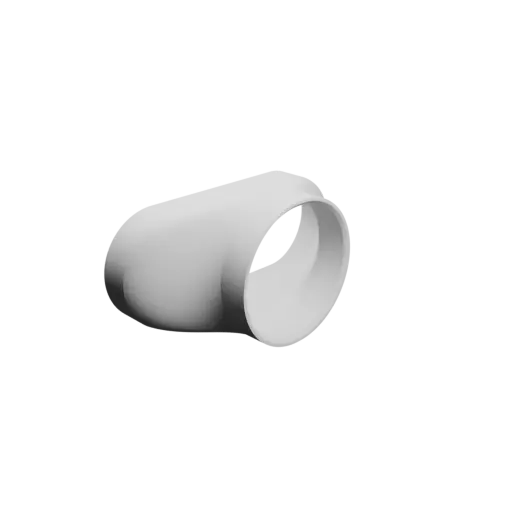 Hose-shaped reducer STL file 88.9x34.9 mm to 46x45 mm – transition: 20 mm