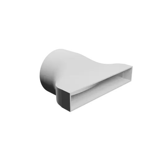 Round-to-Rectangular Tube Adapter STL 3D file ⌀150 mm to 256×44 mm, thickness 3 mm + offset